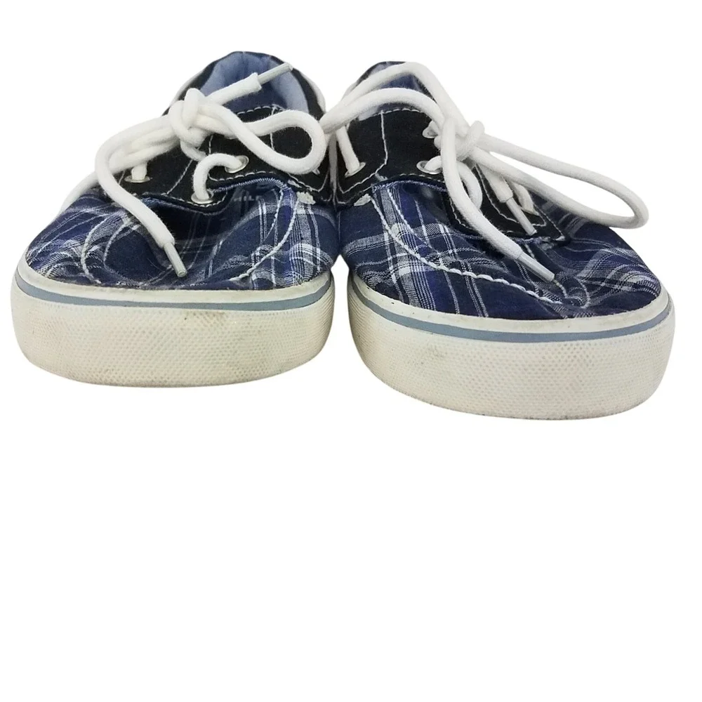 Tommy Hilfiger‎ TMFred Boat Shoes Mens 11.5 Blue Canvas Chekkers Lace Up SH168